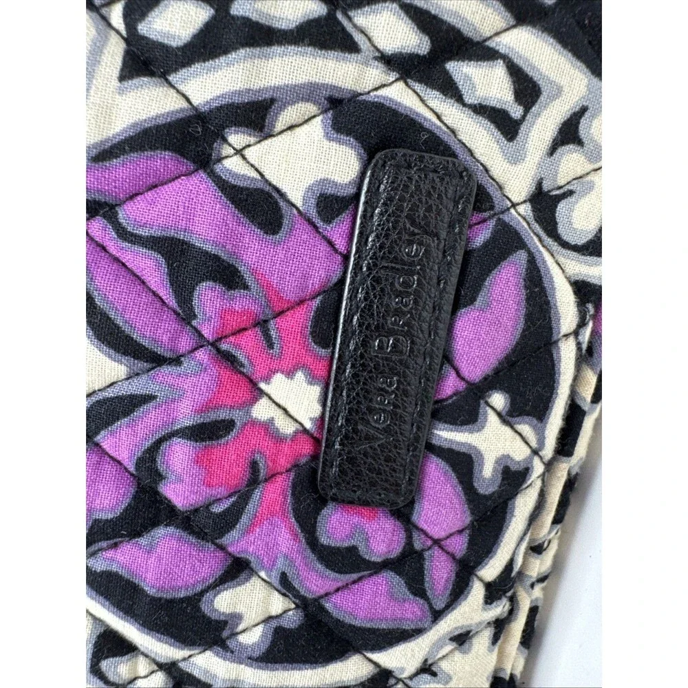 Vera Bradley Flora Medallion Quilted Laptop Sleeve Black White Purple